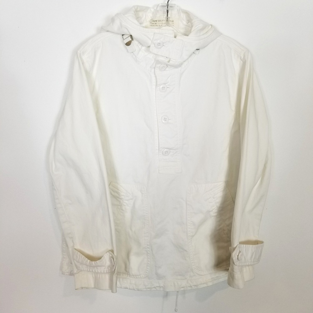 J Crew Heritage Silhouette Issued Anorak‎ Military Style Smock Parka Sz S White